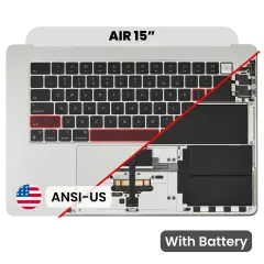 Top Case with Battery and Keyboard (ANSI US) For MacBook Air 15" A3114 (2024) (Genuine OEM) (Silver)