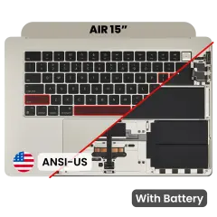 Top Case with Battery and Keyboard (ANSI US) For MacBook Air 15" A3114 (2024) (Genuine OEM) (Starlight)