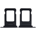 Dual Sim Card Tray Compatible For iPhone 15 / 15 Plus (Black)
