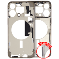 Mid-Frame Housing With Power And Volume Button Compatible For iPhone 15 Pro Max (US Version) (Used OEM Pull: Grade A) (Natural Titanium)