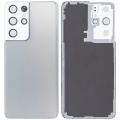 Back Cover Glass With Camera Lens Compatible For Samsung Galaxy S21 Ultra (Service Pack) (Phantom silver)