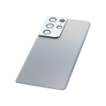 Back Cover Glass With Camera Lens Compatible For Samsung Galaxy S21 Ultra (Service Pack) (Phantom silver)