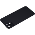 Back Glass With Steel Plate With Wireless NFC Charging MagSafe Magnet & Flashlight Flex Compatible For iPhone 15 Plus (No Logo) (Black)