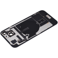 Back Glass With Steel Plate With Wireless NFC Charging MagSafe Magnet & Flashlight Flex Compatible For iPhone 15 Plus (No Logo) (Black)