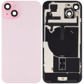 Back Glass With Steel Plate With Wireless NFC Charging MagSafe Magnet & Flashlight Flex Compatible For iPhone 15 Plus (No Logo) (Pink)