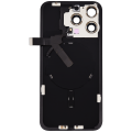 Back Glass With Steel Plate With Wireless NFC Charging MagSafe Magnet & Flashlight Flex Compatible For iPhone 15 Pro Max (No Logo) (Black Titanium)