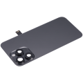 Back Glass With Steel Plate With Wireless NFC Charging MagSafe Magnet & Flashlight Flex Compatible For iPhone 15 Pro Max (No Logo) (Black Titanium)
