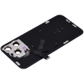 Back Glass With Steel Plate With Wireless NFC Charging MagSafe Magnet & Flashlight Flex Compatible For iPhone 15 Pro Max (No Logo) (Black Titanium)