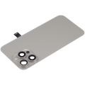 Back Glass With Steel Plate With Wireless NFC Charging MagSafe Magnet & Flashlight Flex Compatible For iPhone 15 Pro Max (No Logo) (Natural Titanium)