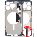 Mid-Frame Housing With Power And Volume Button Compatible For iPhone 15 Pro Max (US Version) (Used OEM Pull: Grade A) (Blue Titanium)