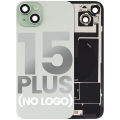 Back Glass With Steel Plate With Wireless NFC Charging MagSafe Magnet & Flashlight Flex Compatible For iPhone 15 Plus (No Logo) (Green)