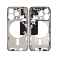 Mid-Frame Housing With Power And Volume Button Compatible For iPhone 15 Pro (US Version) (Used OEM Pull: Grade C) (Natural Titanium)