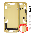 Mid-Frame Housing With Power And Volume Button Compatible For iPhone 14 (International Version) (Used OEM Pull: Grade A) (Yellow)