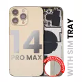 Back Housing W/ Small Pre-Installed Compatible For iPhone 14 Pro Max (International Version) (Used OEM Pull: Grade A) (Gold)