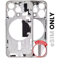 Mid-Frame Housing With Power And Volume Button Compatible For iPhone 15 Pro (US Version) (Used OEM Pull: Grade C) (White Titanium)