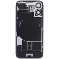Back Glass With Steel Plate With Wireless NFC Charging MagSafe Magnet & Flashlight Flex Compatible For iPhone 16 Plus (Used OEM Pull: Grade A) (Black)