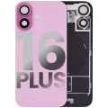 Back Glass With Steel Plate With Wireless NFC Charging MagSafe Magnet & Flashlight Flex Compatible For iPhone 16 Plus (Used OEM Pull: Grade A) (Pink)