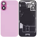 Back Glass With Steel Plate With Wireless NFC Charging MagSafe Magnet & Flashlight Flex Compatible For iPhone 16 Plus (Used OEM Pull: Grade A) (Pink)