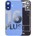 Back Glass With Steel Plate With Wireless NFC Charging MagSafe Magnet & Flashlight Flex Compatible For iPhone 16 Plus (Used OEM Pull: Grade A) (Ultramarine)