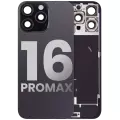 Back Glass With Steel Plate With Wireless NFC Charging MagSafe Magnet & Flashlight Flex Compatible For iPhone 16 Pro Max (Used OEM Pull: Grade A) (Black Titanium)