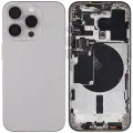 Back Housing W/ Small Pre-Installed Compatible For iPhone 15 Pro (US Version) (Used OEM Pull: Grade B) (Natural Titanium)