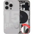 Back Housing W/ Small Pre-Installed Compatible For iPhone 15 Pro (US Version) (Used OEM Pull: Grade B) (Natural Titanium)