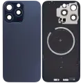 Back Glass With Steel Plate With MagSafe Magnet Pre-Installed Compatible For iPhone 15 Pro Max (No Logo) (Blue Titanium)
