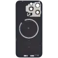 Back Glass With Steel Plate With MagSafe Magnet Pre-Installed Compatible For iPhone 15 Pro Max (No Logo) (Blue Titanium)