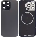 Back Glass With Steel Plate With MagSafe Magnet Pre-Installed Compatible For iPhone 15 Pro Max (No Logo) (Black Titanium)