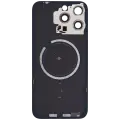 Back Glass With Steel Plate With MagSafe Magnet Pre-Installed Compatible For iPhone 15 Pro Max (No Logo) (Black Titanium)