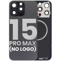 Back Glass With Steel Plate With MagSafe Magnet Pre-Installed Compatible For iPhone 15 Pro Max (No Logo) (Black Titanium)