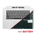 Top Case Assembly With Battery And Keyboard Compatible For MacBook Pro 15" Retina (A1398 / Late 2013 / Mid 2014) (US Keyboard) (Used OEM Pull: Grade B/C)