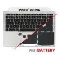 Top Case Assembly With Battery And Keyboard Compatible For MacBook Pro 13" Retina (A1708 / Late 2016) (US Keyboard) (Used OEM Pull: Grade New) (Silver)