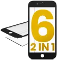 2 in 1 (Front Glass + Frame Pre-Installed) Compatible For iPhone 6 (2 Pack) (Black)