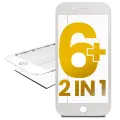 2 in 1 (Front Glass + Frame Pre-Installed) Compatible For iPhone 6 Plus (2 Pack) (White)