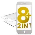 Glass With Frame Pre-Installed Compatible For iPhone 8 Plus (White) (Premium / 2 in 1) (2 Pack)