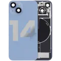 Back Glass With Steel Plate With Wireless NFC Charging MagSafe Magnet & Flashlight Flex Compatible For iPhone 14 (Used OEM Pull: Grade A) (Blue)