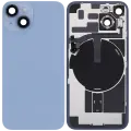 Back Glass With Steel Plate With Wireless NFC Charging MagSafe Magnet & Flashlight Flex Compatible For iPhone 14 (Used OEM Pull: Grade A) (Blue)