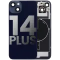 Back Glass With Steel Plate With Wireless NFC Charging MagSafe Magnet & Flashlight Flex Compatible For iPhone 14 Plus (Used OEM Pull: Grade A) (Midnight)
