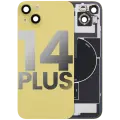 Back Glass With Steel Plate With Wireless NFC Charging MagSafe Magnet & Flashlight Flex Compatible For iPhone 14 Plus (Used OEM Pull: Grade A) (Yellow)