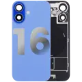 Back Glass With Steel Plate With Wireless NFC Charging MagSafe Magnet & Flashlight Flex Compatible For iPhone 16 (Used OEM Pull: Grade B) (Ultramarine)