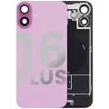 Back Glass With Steel Plate With Wireless NFC Charging MagSafe Magnet & Flashlight Flex Compatible For iPhone 16 Plus (Used OEM Pull: Grade B) (Pink)