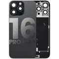 Back Glass With Steel Plate With Wireless NFC Charging MagSafe Magnet & Flashlight Flex Compatible For iPhone 16 Pro Max (Used OEM Pull: Grade B) (Black Titanium)