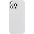 Back Glass With Steel Plate With Wireless NFC Charging MagSafe Magnet & Flashlight Flex Compatible For iPhone 16 Pro Max (Used OEM Pull: Grade B) (White Titanium)