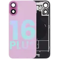 Back Glass With Steel Plate With Wireless NFC Charging MagSafe Magnet & Flashlight Flex Compatible For iPhone 16 Plus (Service Pack) (Pink)