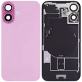 Back Glass With Steel Plate With Wireless NFC Charging MagSafe Magnet & Flashlight Flex Compatible For iPhone 16 Plus (Service Pack) (Pink)