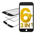 3 in 1 (Front Glass + Frame + OCA Pre-Installed) Compatible For iPhone 6 Plus (2 Pack) (Black)