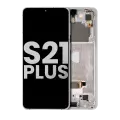 OLED Assembly With Frame Compatible For Samsung Galaxy S21 Plus 5G (Used OEM Pull: Grade B/C) (Phantom Silver)