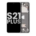 OLED Assembly With Frame Compatible For Samsung Galaxy S21 Plus 5G (Used OEM Pull: Grade B/C) (Phantom Black)