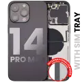 Back Housing W/ Small Pre-Installed Compatible For iPhone 14 Pro Max (International Version) (Used OEM Pull: Grade A) (Space Black)